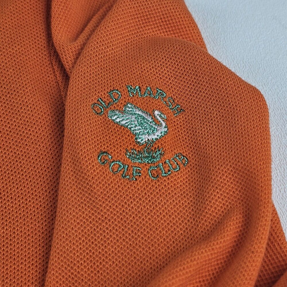 Ralph Lauren Golf Mens M Orange Long Sleeve Polo Shirt Old Marsh Golf Club Logo - Picture 8 of 10